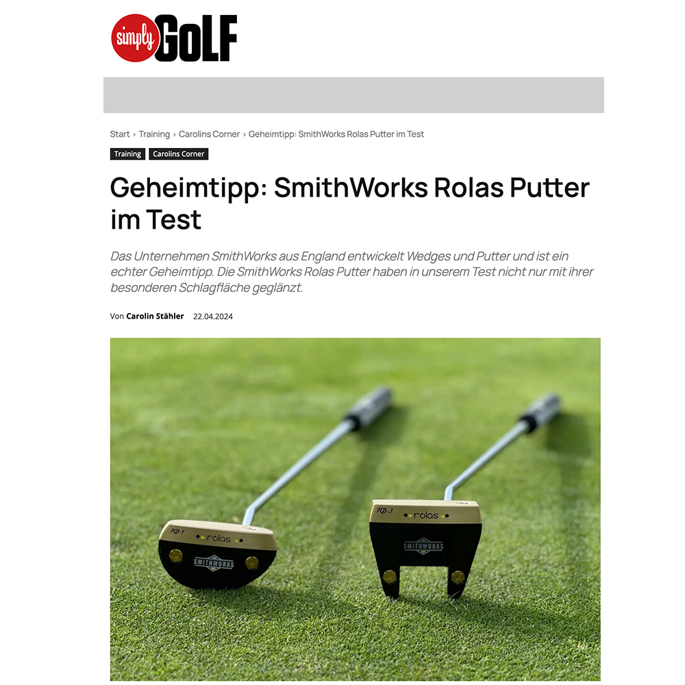 Das Bild zeigt einen Rolas Putter Produkttest von SimplyGolf.at