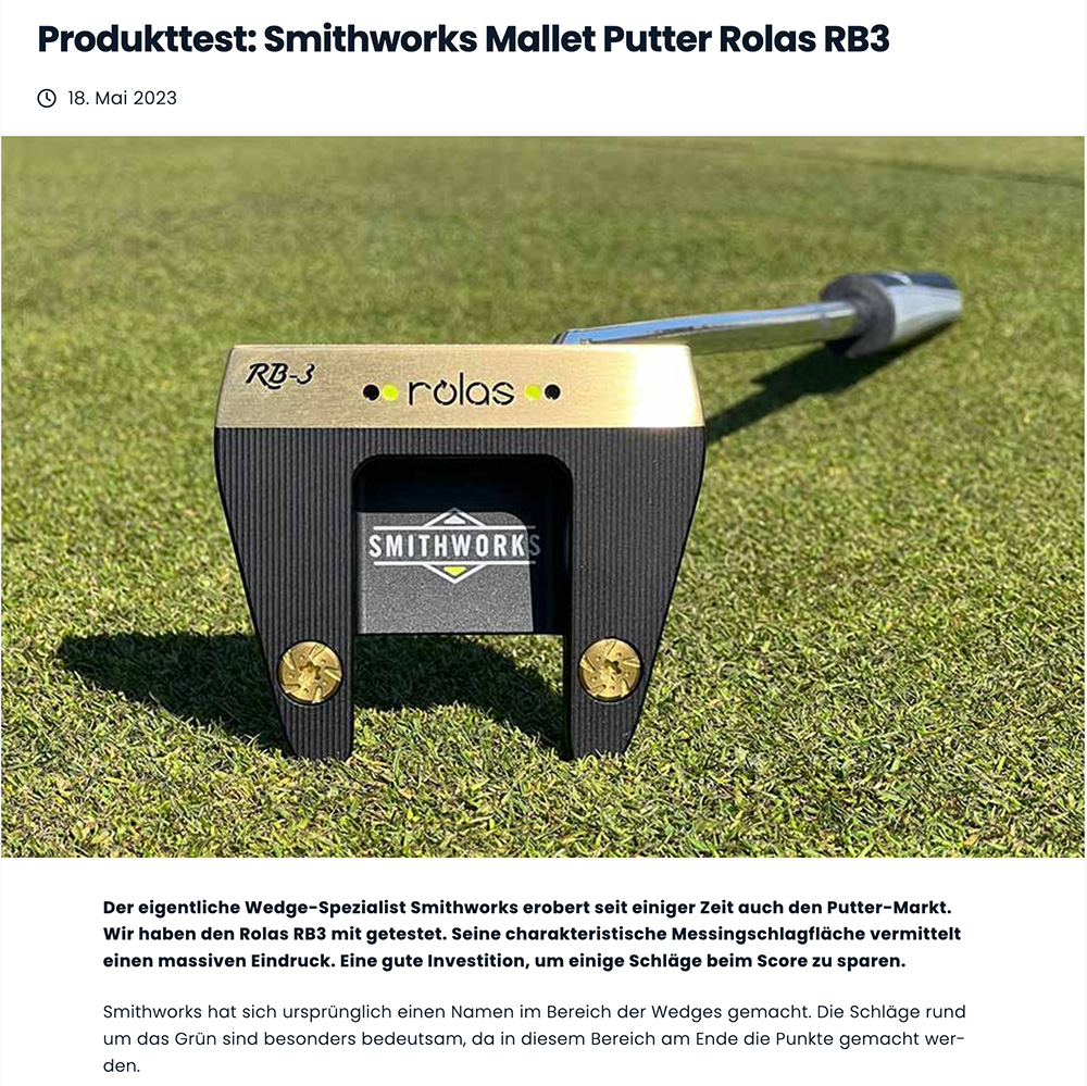 Das Bild zeigt einen Rolas RB3 Putter Produkttest von 123Golfsport