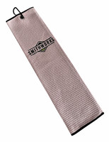 Das Bild zeigt ein SmithWorks® Schlägertuch mit Karabiner apricot
