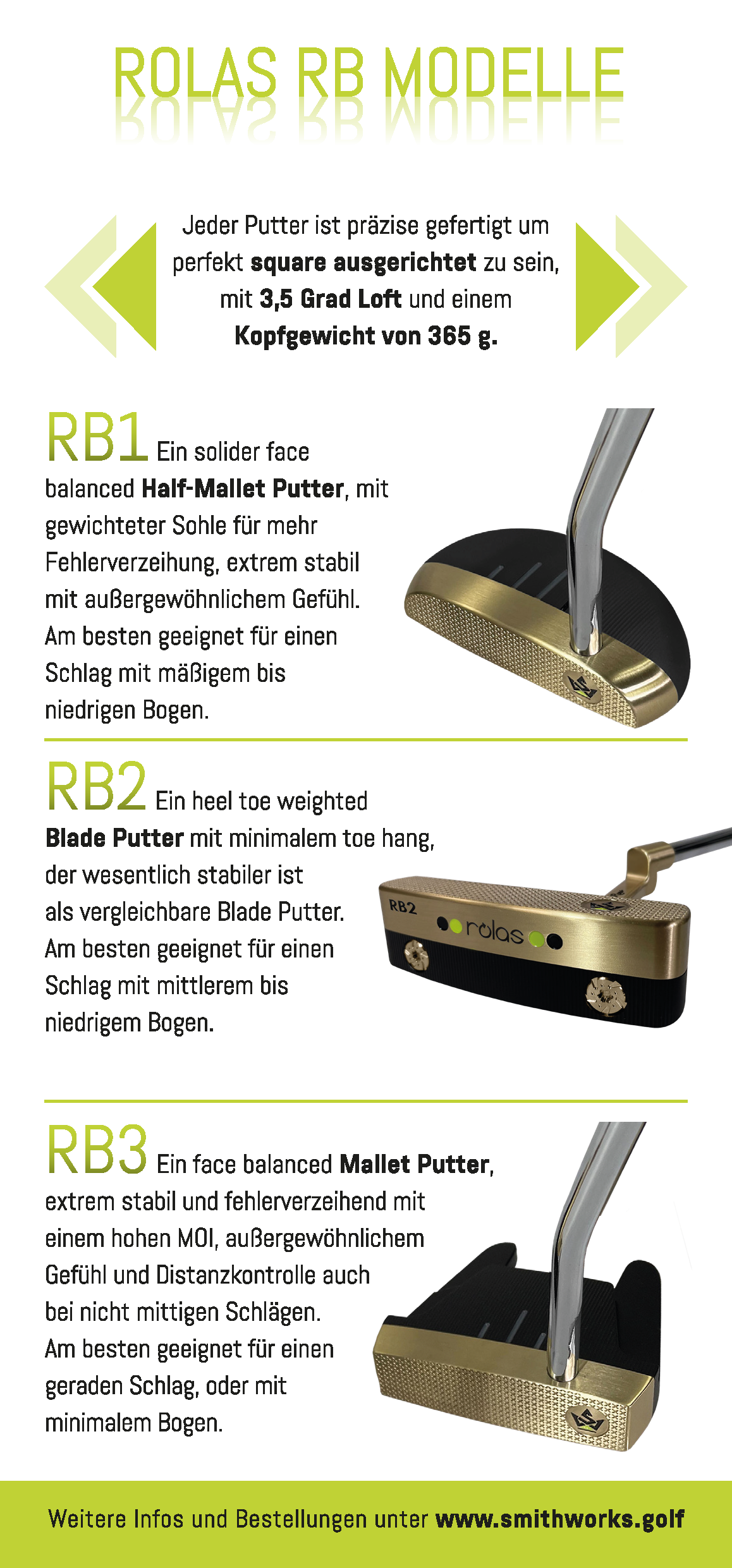 Das Bild zeigt den Putter Flyer in deutscher Sprache